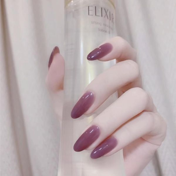 

nail art kits long round jelly purple nude white extended wear disassembly finished beauty fake patch supplies kit
