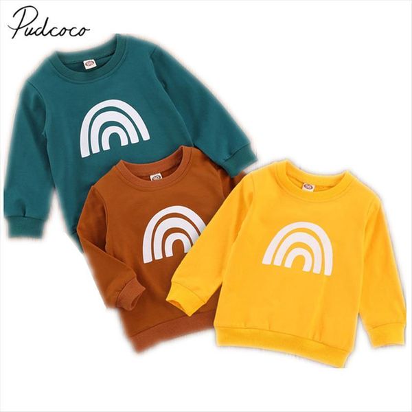 

toddler baby girls boys casual sweatshirts, long sleeve crew neck rainbow printed pullover spring autumn 1 6y, Blue