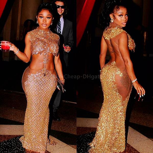 

2021 plus size arabic aso ebi gold mermaid prom dresses lace beaded backless evening formal party second reception gowns dress zj356, Black