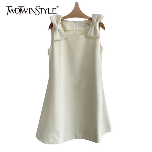

sweet patchwork bowknot dress for women o neck sleeveless temperament summer dresses female fashion clothes 210520, Black;gray