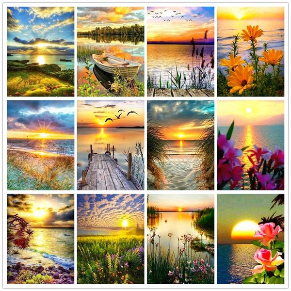 

diamond painting 5d diy landscape seaside sunset embroidery full drill rhinestones art home decor gift