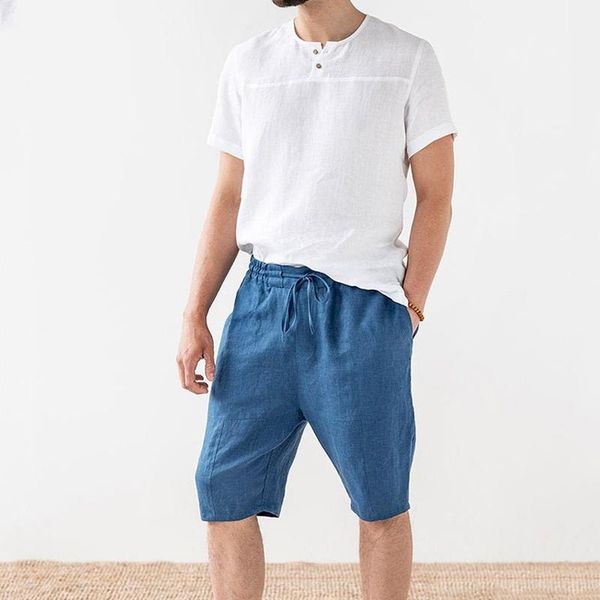 

men's shorts mens summer cargo fashion knee length drawstring men cotton khaki work bermudas casual plus size male pants, White;black