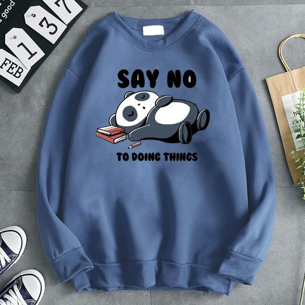 

men's hoodies & sweatshirts say no to doing things panda print hoodie loose pocket o neck mens hooded harajuku punk style kpop top, Black