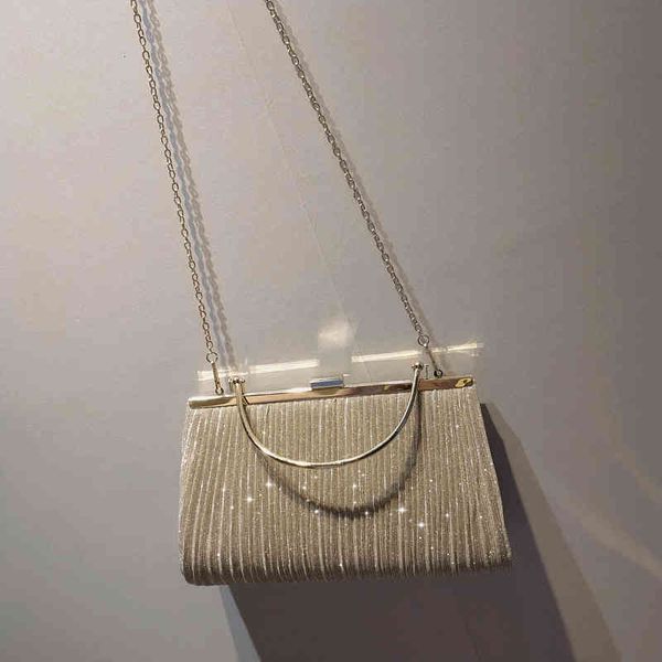 

shiny pleated large capacity handbag princess slant cross dinner dress ktv