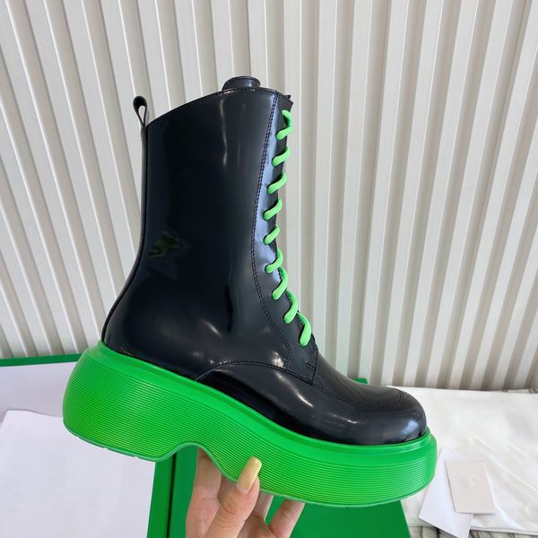 

show style european and american style thick soled boots fashionable artistic sense color stitching bottom size 35-40, Black