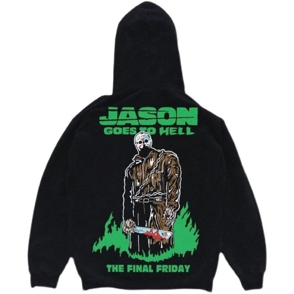 

high street hip-hop warren lotas friday the 13th mens womens fashion streetwear pullover sweatshirts loose hoodies clothing, Black