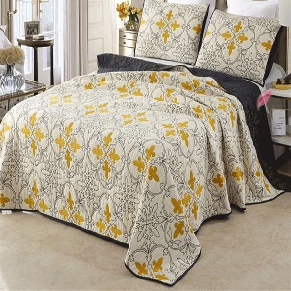 

comforters & sets european style iris floral stereoscopic embroidery patchwork quilt twin full queen king size 3pcs cotton bed cover/bedspre