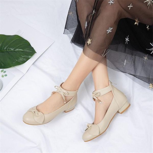 

dress shoes pxelena mary jane lolita sweet cute lovely anklel strap woman chunky low heels butterfly-knot dating daily casual spring, Black