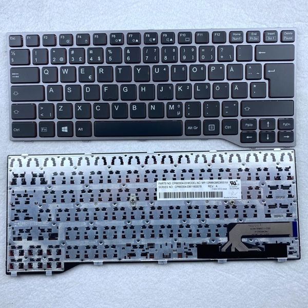 

sweden lapkeyboard for fujitsu lifebook t725 t726 with silver frame sd layout replacement keyboards