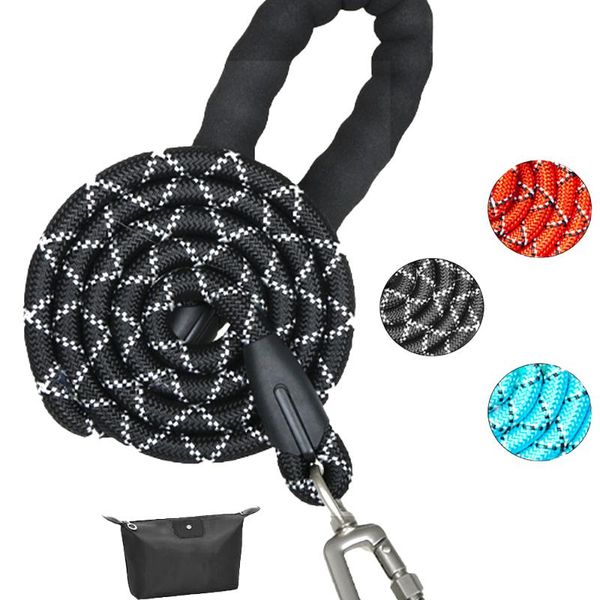 Colares Colares Leashes Pet Coleira Longa Nylon Treinando Rope Espesso 2 Artigo Reflexo Durble Para Grandes Cães Pesados ​​Grandes Labrador Outdoor Rainky