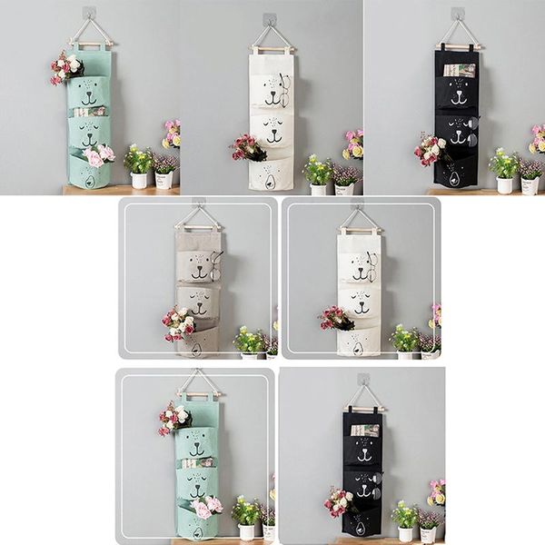 

storage baskets 1pcs wall hanging bag bear 3 pocket hanger folding bathroom