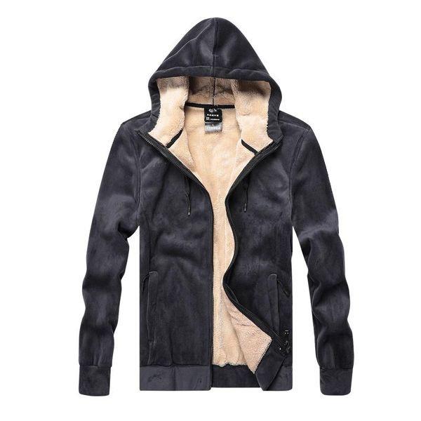 

men's hoodies & sweatshirts lamb wool velvet thick hoody brand winter plus size oversized hoodie mens cardigan jacket men zipper, Black