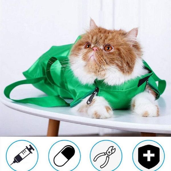 

multi-function dog/cat grooming restraint bags for bathing washing trimming nail green/blue s7 cat beds & furniture