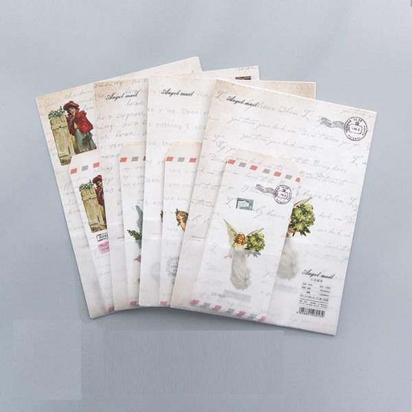 

gift wrap 9pcs/set 3 envelopes+6 writting paper angel mail envelope for stationery school supplies