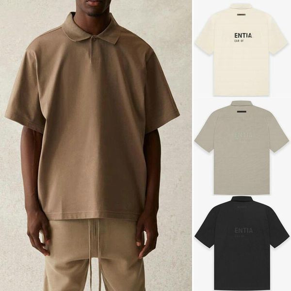 

21ss usa back 3d silicon logo polo oversize t shirt high street short sleeve tee couple women mens fashion shirts, White;black