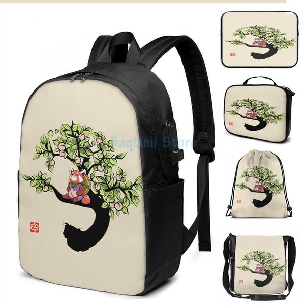 

funny graphic print peaches spring usb charge backpack men school bags women bag travel laptop