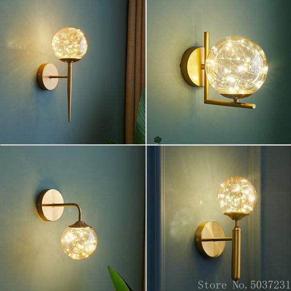 

wall lamp nordic magic bean glass ball bedroom bedside warm romantic light luxury living room stars for