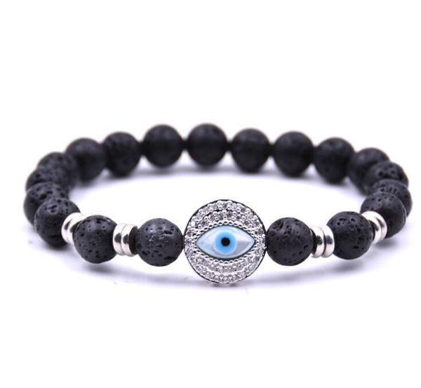 

fashion volcanic stone eye of 8mm round bead bracelet beaded, strands, Black