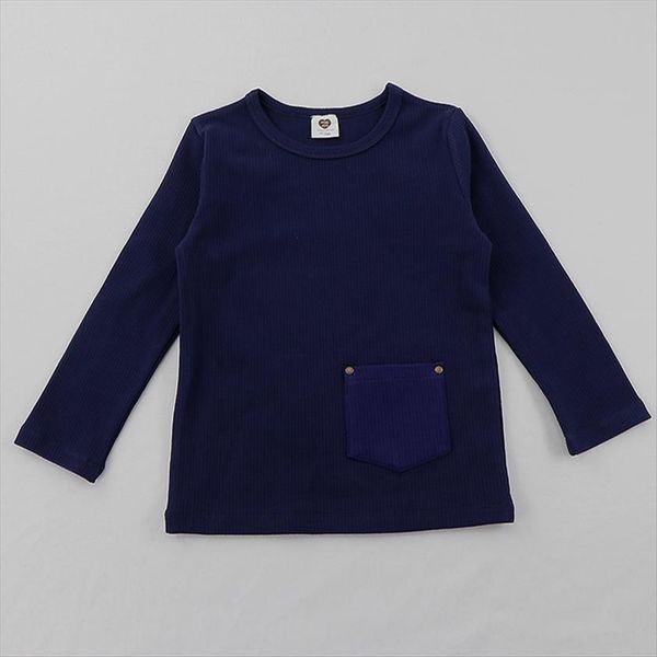 

kids clothes girls and boys cotton spandex round neck long sleeves t shirts causual school shirt ribbed blue