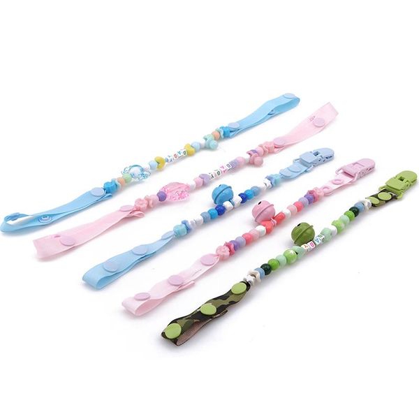 

pacifiers# cute letter beads dummy clip baby kids soother nipple toys holder with little bell born pacifier clips chain