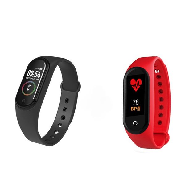 

2pcs couple m4 smart bracelet heart rate blood pressure health waterproof smart watch bluetooth watch wristband fitness tracker