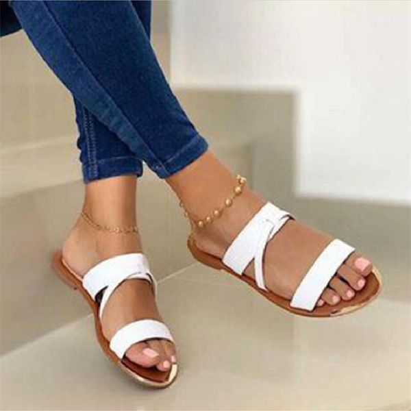 

sandals 2021 women summer shoes clip toe casual buckle ladies slides fashion beach female flats slippers flip flops, Black