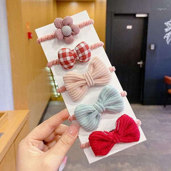 

hair accessories cute bowknot bands children elastic scrunchies ponytail holder tie girls kids headband headdress, Slivery;white