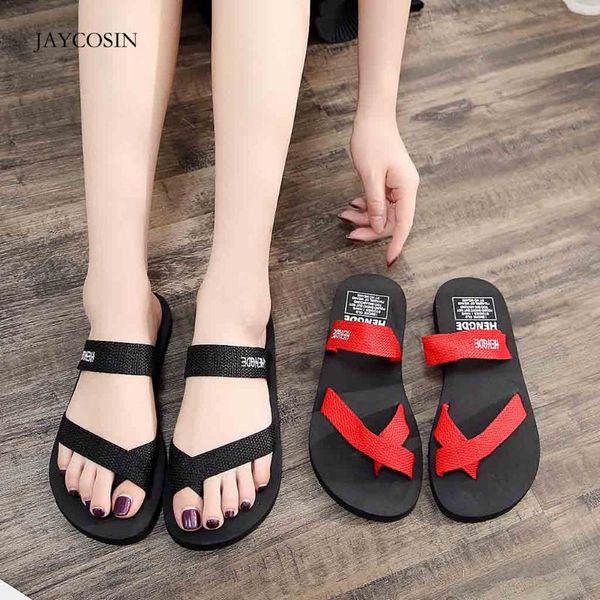 

slippers jaycosin 2021 ladies non-slip flip flops summer women's flat outdoor beach comfy casual slipper shoes l518, Black