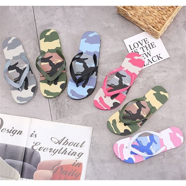 

woman's man's camouflage toe summer slippers sandals beach shoes y1120, Black