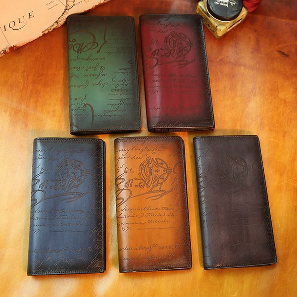 

ebene scritto leather long wallet card wallets credit handmade cowhide men and women holder fashion purses, Red;black