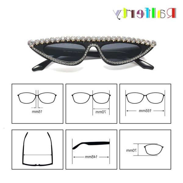 

sunglasses ralferty luxury crystal cat eye sunglasses women designer small uv400 sun glasses black rhinestone eyewear f97540