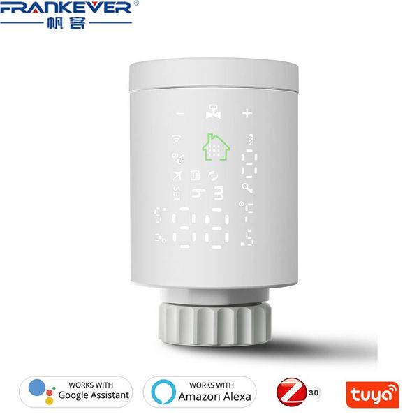 

smart home control frankever radiator actuator programmable thermostatic valve app voice controller work with alexa tuya zigbee3.0