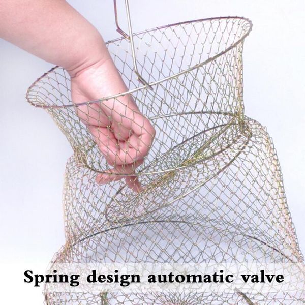 

foldable iron mesh fishing nets fish pot small basket collapsible crab lobster shrimp storage accessories