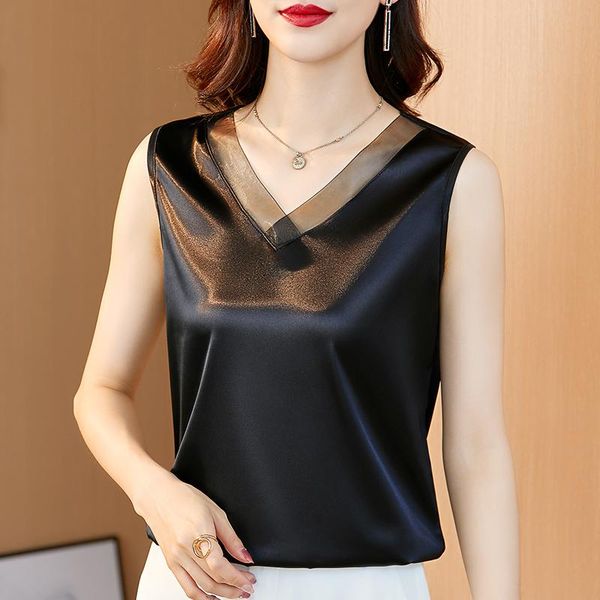 

women's tanks & camis simple camisole for inner and outer wear 2021 summer satin sleeveless clothing, White