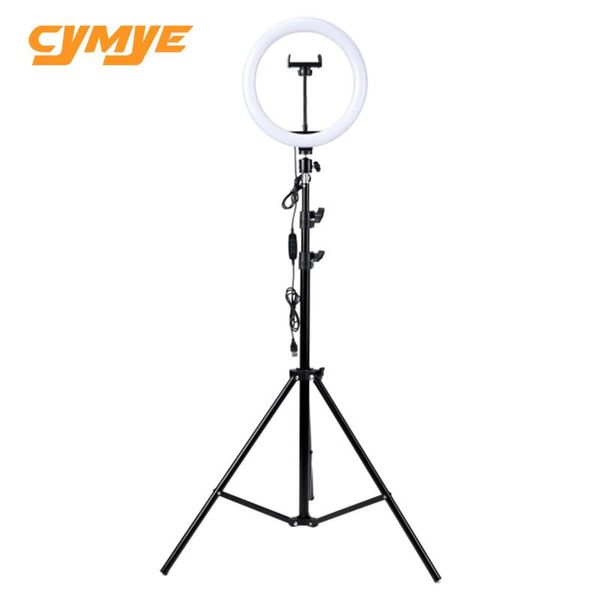 

flash heads cymye ring light 10 inch 26cm bicolor dimmable lamp with 2.1 meter tripod for pographic lighting