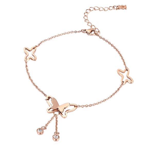 

anklets simple cute butterfly anklet bracelet summer yoga chain 2021 trend beach boho handmade foot jewelry women gift, Red;blue