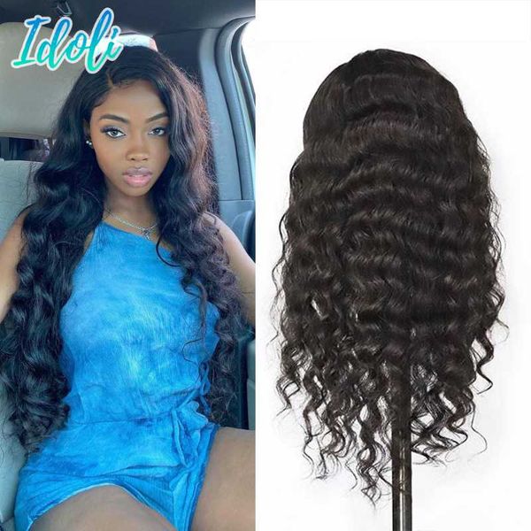 

lace wigs transparent deep wave human hair wet and front wig brazilian natural hairline curly closure, Black;brown