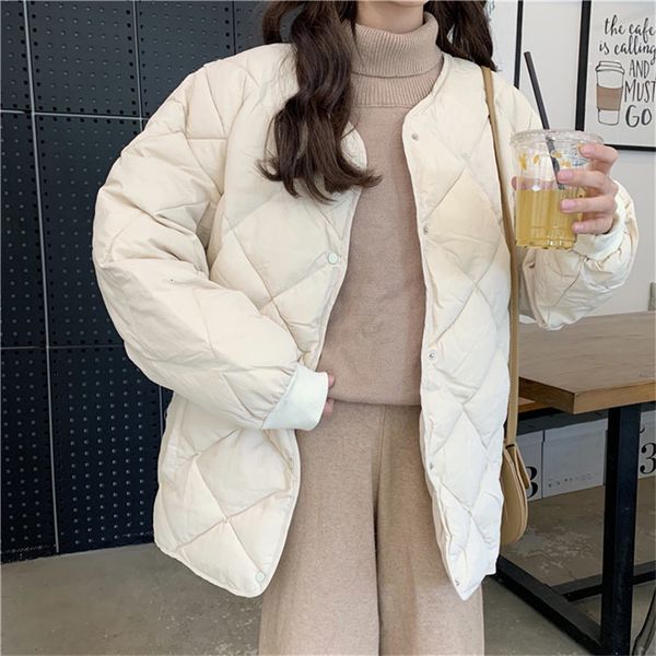 

downs female fresh casual loose outwear chic thicken oversize stylish winter all-match warm coat 2 types, Black