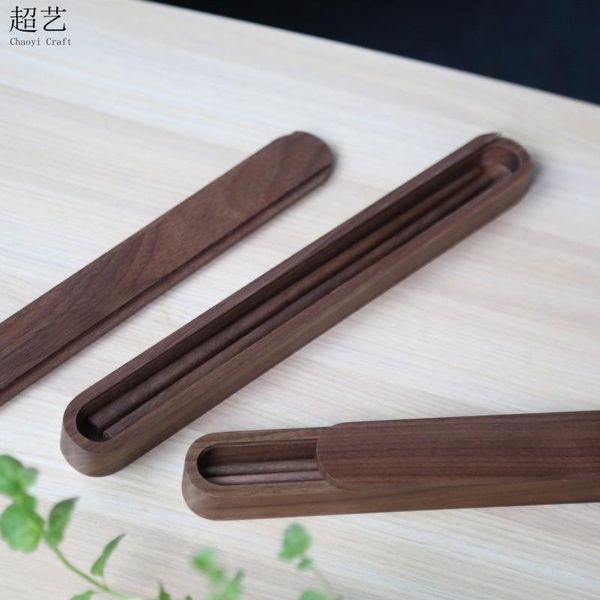 

chopsticks portable black walnut solid wood chopstick box fashion wooden travel