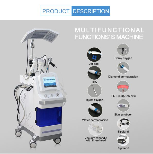 

multi-functional beauty equipment hydrodermabrasion oxygen jet peel machine diomand dermabrasion 8 in 1 facial hydro spa skin care spray wat, Black;white