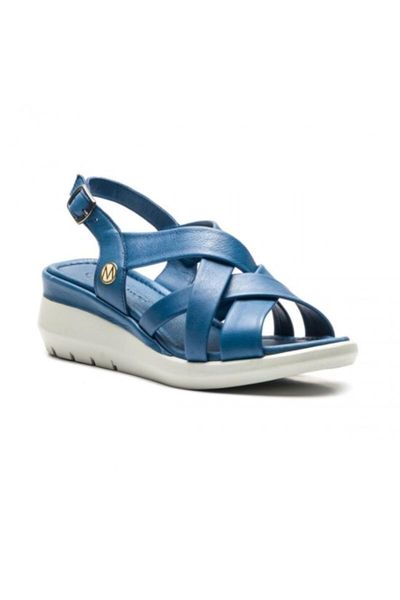 

sandals women's blue genuine leather 3942, Black