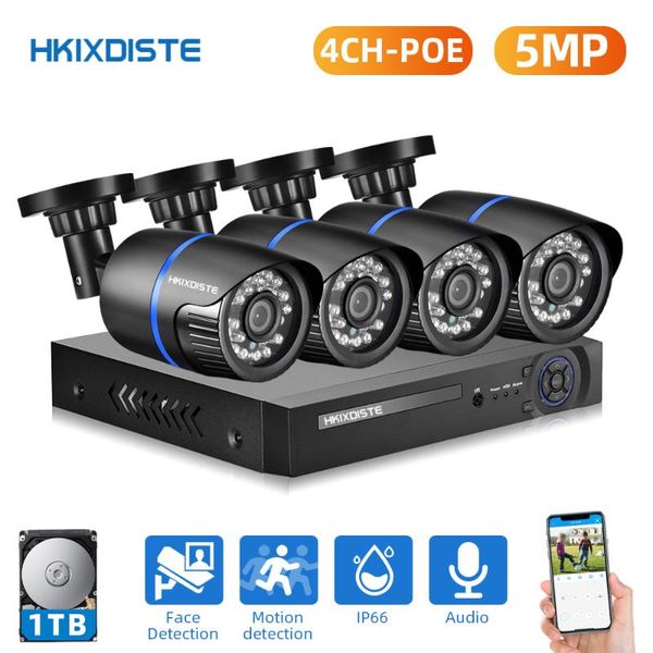 

kit hd face detection cctv camera system 5mp audio ip home security video surveillance set wireless kits