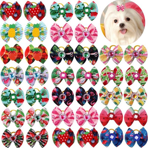 

50/100ps dog hair bow pet accessories rubber band supplies small bows dogs apparel