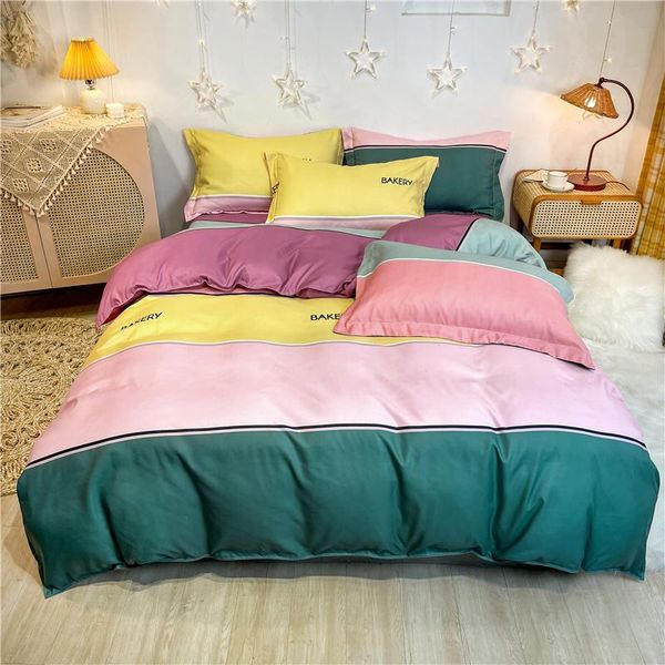 

bedding sets plaid microfiber king, twin, full size,2 pillow shams and 1 bed sheet , 4 pieces set duvet cover