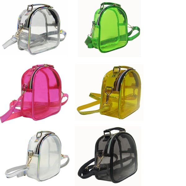 

dhl30pcs backpack bag women pvc clear jelly large capacity zipper waterproof shoulder bags 6colors