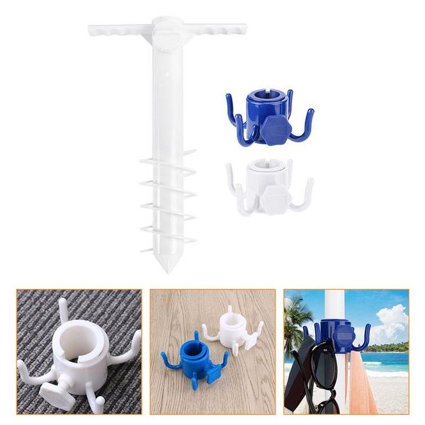 

pcs 1 set beach umbrella anchor plastic sun accessories (white blue) bath accessory