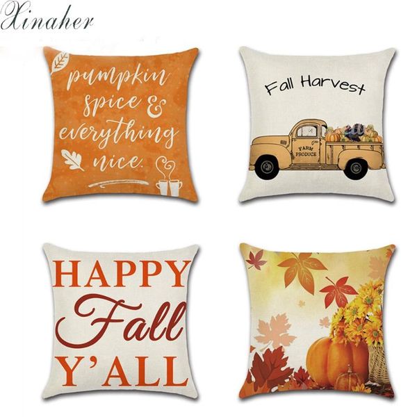 

halloween pumpkin printed cushion cover fall square pillow case sofa car waist throw thanksgiving decor cushion/decorative