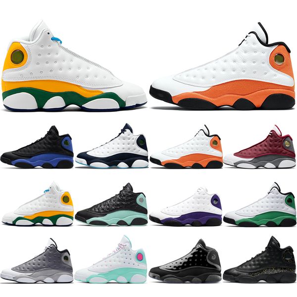 

original 13s basketball shoes atmosphere grey aurora green black cat bred cap and gown gold glitter he got game starfish size 40-46 runner