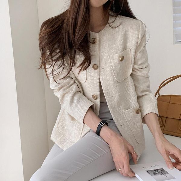 

women's jackets single breasted tweed coats women o-neck long sleeve casual vintage woolen chic elegant autumn outwear c500, Black;brown