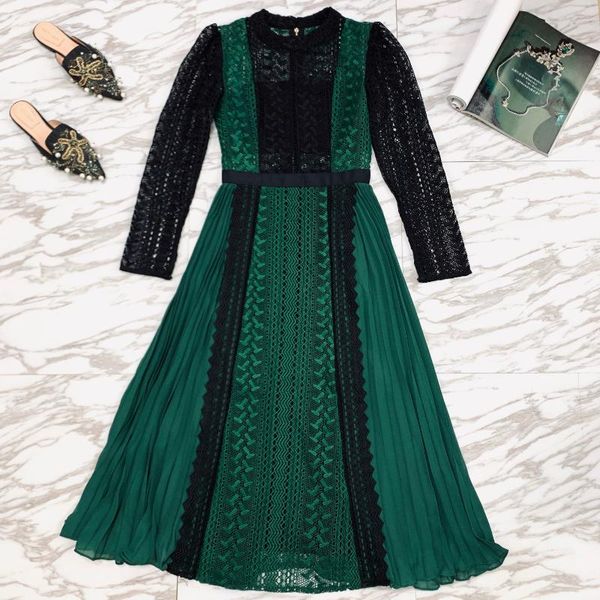 

casual dresses 2021 autumn winter women formal party dress green and black lace evening lady for femme, Black;gray